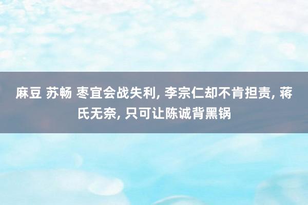 麻豆 苏畅 枣宜会战失利， 李宗仁却不肯担责， 蒋氏无奈， 只可让陈诚背黑锅